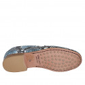 Mocassino da donna in pelle stampata azzurra, nera e bianca tacco 2 - Misure disponibili: 33, 34, 35, 42, 43, 44