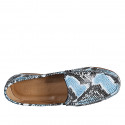 Mocassino da donna in pelle stampata azzurra, nera e bianca tacco 2 - Misure disponibili: 33, 34, 35, 42, 43, 44