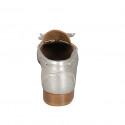 Woman's loafer in platinum laminated leather with bow heel 2 - Available sizes:  34, 35, 42, 43, 44