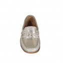 Woman's loafer in platinum laminated leather with bow heel 2 - Available sizes:  34, 35, 42, 43, 44