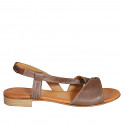 Sandalo da donna con elastico in pelle color marrone tacco 2 - Misure disponibili: 42, 43, 44