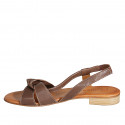 Sandalo da donna con elastico in pelle color marrone tacco 2 - Misure disponibili: 42, 43, 44