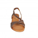 Sandalo da donna con elastico in pelle color marrone tacco 2 - Misure disponibili: 42, 43, 44