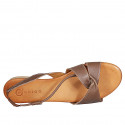Sandalo da donna con elastico in pelle color marrone tacco 2 - Misure disponibili: 42, 43, 44