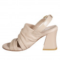 Woman's sandal in nude leather heel 7 - Available sizes:  32, 33, 34, 43, 44, 45