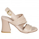 Woman's sandal in nude leather heel 7 - Available sizes:  32, 33, 34, 43, 44, 45