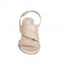 Woman's sandal in nude leather heel 7 - Available sizes:  32, 33, 34, 43, 44, 45