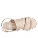 Woman's sandal in nude leather heel 7 - Available sizes:  32, 33, 34, 43, 44, 45
