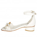 Woman's open shoe with ankle strap and chain in white leather heel 3 - Available sizes:  32, 33, 34, 42, 43, 44, 45