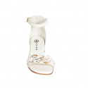 Woman's open shoe with ankle strap and chain in white leather heel 3 - Available sizes:  32, 33, 34, 42, 43, 44, 45