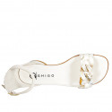 Woman's open shoe with ankle strap and chain in white leather heel 3 - Available sizes:  32, 33, 34, 42, 43, 44, 45