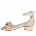 Woman's open shoe with ankle strap and chain in nude leather heel 3 - Available sizes:  32, 33, 34, 43, 44, 45