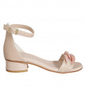 Woman's open shoe with ankle strap and chain in nude leather heel 3 - Available sizes:  32, 33, 34, 43, 44, 45