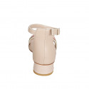 Woman's open shoe with ankle strap and chain in nude leather heel 3 - Available sizes:  32, 33, 34, 43, 44, 45