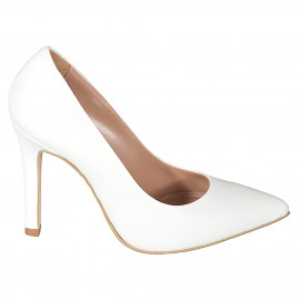 ﻿Zapato de salón puntiagudo para mujer en piel blanca tacon 10 - Tallas disponibles:  32