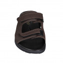 Sandalia para hombres con velcro en piel marron oscuro - Tallas disponibles:  46, 48, 49