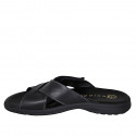Sandalia para hombres en piel negra con velcro - Tallas disponibles:  48, 49