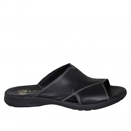 Men's highfronted sandal in black leather - Available sizes:  46, 47, 48, 49, 50, 51