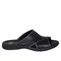 Sandalia con empeine alto para hombres en piel negra - Tallas disponibles:  47, 50