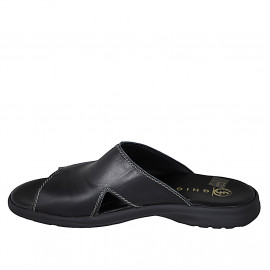 Sandalia con empeine alto para hombres en piel negra - Tallas disponibles:  47, 50 2