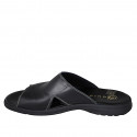 Sandalia con empeine alto para hombres en piel negra - Tallas disponibles:  47, 50