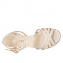 Sandale avec courroie à la cheville et bandes pour femmes en cuir nue talon 5 - Pointures disponibles:  42, 46