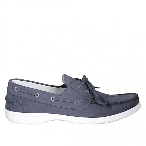 Men's boat shoe in blue nubuck