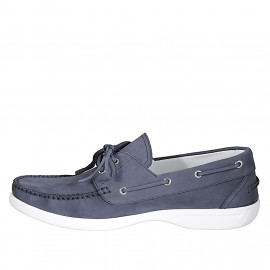 Scarpa da barca stringata da uomo in nabuck blu - Misure disponibili: 49, 51, 52 2