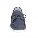 Chaussure bateau pour hommes en nubuck bleu - Pointures disponibles:  49, 51, 52