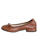 Ballerine pour femmes en cuir marron avec noeud et bout droit talon 2 - Pointures disponibles:  32, 33, 35, 42, 43, 44, 45