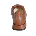 Bailarina para mujer en piel marron con moño y puntera tacon 2 - Tallas disponibles:  32, 33, 35, 42, 43, 44, 45
