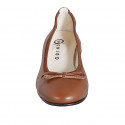Ballerina da donna con puntale e fiocco in pelle marrone tacco 2 - Misure disponibili: 32, 33, 35, 42, 43, 44, 45