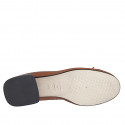 Ballerine pour femmes en cuir marron avec noeud et bout droit talon 2 - Pointures disponibles:  32, 33, 35, 42, 43, 44, 45