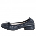 Ballerine pour femmes en cuir bleu avec noeud et bout droit talon 2 - Pointures disponibles:  32, 33, 34, 35, 42, 43, 45