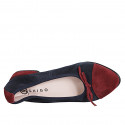 Ballerine avec noeud et bout droit pour femmes en daim bleu et bordeaux talon 2 - Pointures disponibles:  32, 33, 35, 42, 46