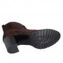 Stivaletto stringato a punta tonda da donna con cerniera interna in camoscio marrone scuro e tacco 7 - Misure disponibili: 32, 35, 42, 44, 45