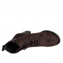 Lacets Bottines pour femes à bout rond avec intérieure fermeture éclair en daim marron foncé et talon 7 - Pointures disponibles:  32, 35, 42, 44, 45
