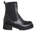 Stivaletto Chelsea alto da donna con elastici in pelle nera tacco 5 - Misure disponibili: 34, 35, 44, 45