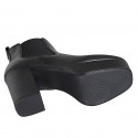 Plateforme bottines por femme avec bout carrè et elastiques en cuir noir et talon 10 - Pointures disponibles:  35, 42, 43