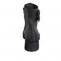 Woman's laced ankle-high boot with double buckles and inner zipper in black leather heel 5 - Available sizes:  32, 33, 43, 44, 46