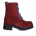Lacets bottines pour femmes avec lacets multicolores et zip intérieur en daim bordeaux talon 5 - Pointures disponibles:  32, 33, 42, 43, 46