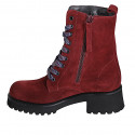 Lacets bottines pour femmes avec lacets multicolores et zip intérieur en daim bordeaux talon 5 - Pointures disponibles:  32, 33, 42, 43, 46