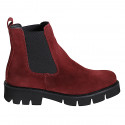 Stivaletto Chelsea da donna con elastici laterali in camoscio bordeaux tacco 3 - Misure disponibili: 32, 43, 44