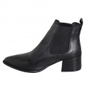 Bottines pour femmes à bout pointu avec elastiques en cuir noir talon 5 - Pointures disponibles:  45, 46