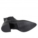 Bottines pour femmes à bout pointu avec elastiques en cuir noir talon 5 - Pointures disponibles:  45, 46