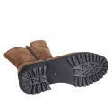 Botas a tres curtos para mujer con cremalleras laterales en gamuza de color marron tacon 5 - Tallas disponibles:  32, 35, 42, 45