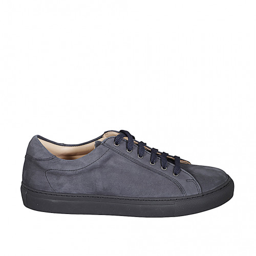 Sneaker stringata bassa da uomo con plantare estraibile in nabuk blu - Misure disponibili: 37, 38, 46, 49, 52