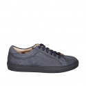 Sneaker stringata bassa da uomo con plantare estraibile in nabuk blu - Misure disponibili: 37, 38, 46, 49, 52