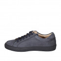 Sneaker baja con cordones para hombre con plantilla extraible en nobuk azul oscuro - Tallas disponibles:  37, 38, 46, 49, 52