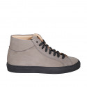 Sneaker stringata alte da uomo con plantare estraibile in nabuk taupe - Misure disponibili: 37, 38, 46, 47, 48, 49, 50, 51, 52